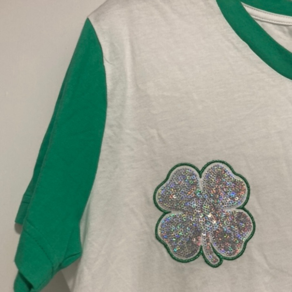 Pink Victoria’s Secret Bling Sequin Shirt Size Extra Small St Patricks Day Logo - Picture 14 of 16